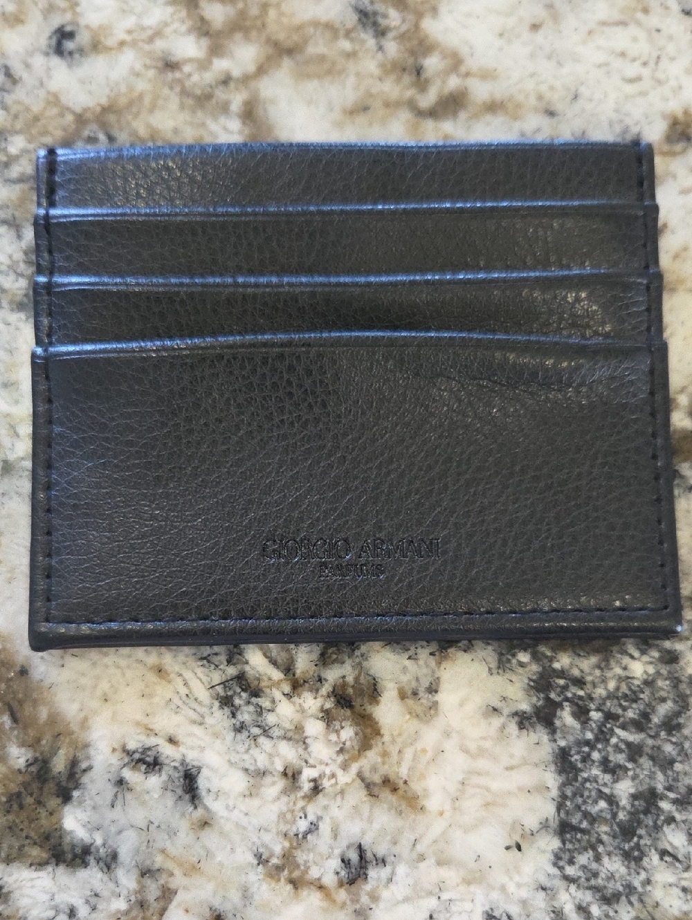Giorgio Armani Black Pebbled Leather Card Sleeve